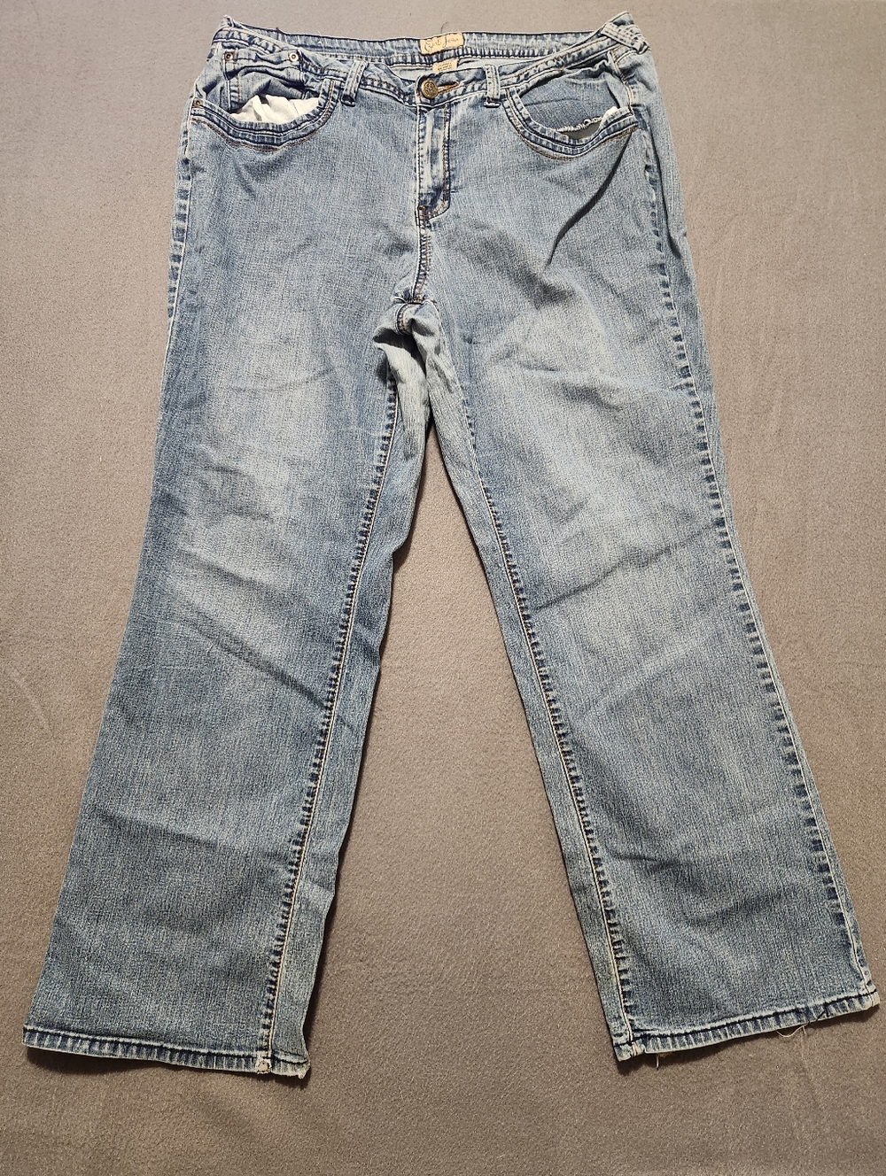 Earl Jeans Women Size 18W Blue Bootcut Stretch Embroidered Pockets Plus Size